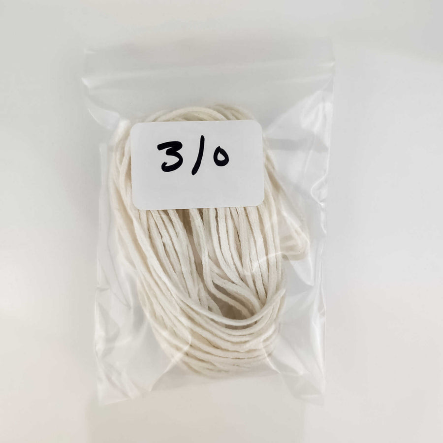 Atkins & Pearce™ 4/0-3/0-2/0 Bleached Square Braided Wick 10-Yard Sample Packs - 100% Natural Cotton