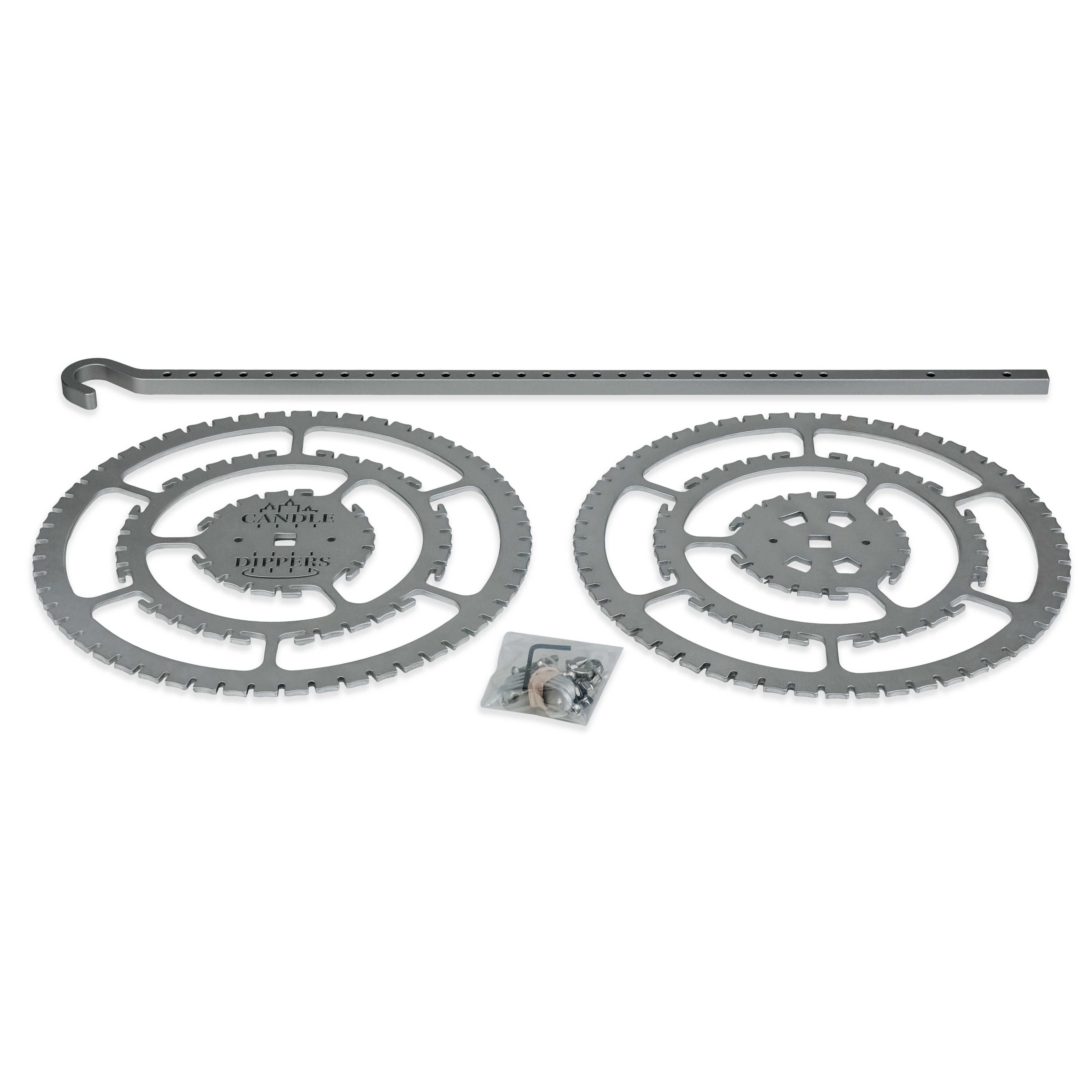 Candle Dippers™ Patented 9″-Diameter 90-Candle Aircraft-Grade Aluminum Adjustable-Height Precision Handmade Taper Candle Frame